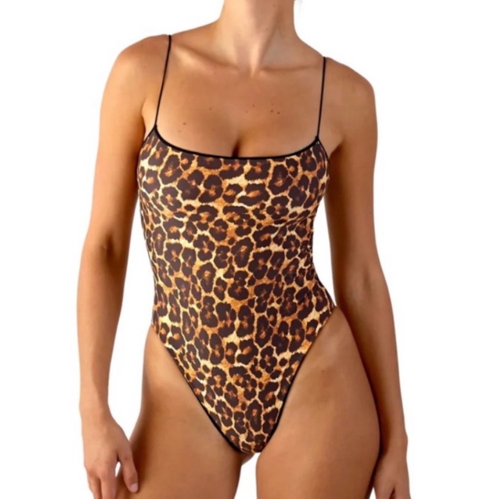 Tropic of C high leg leopard 1PC with skinny straps